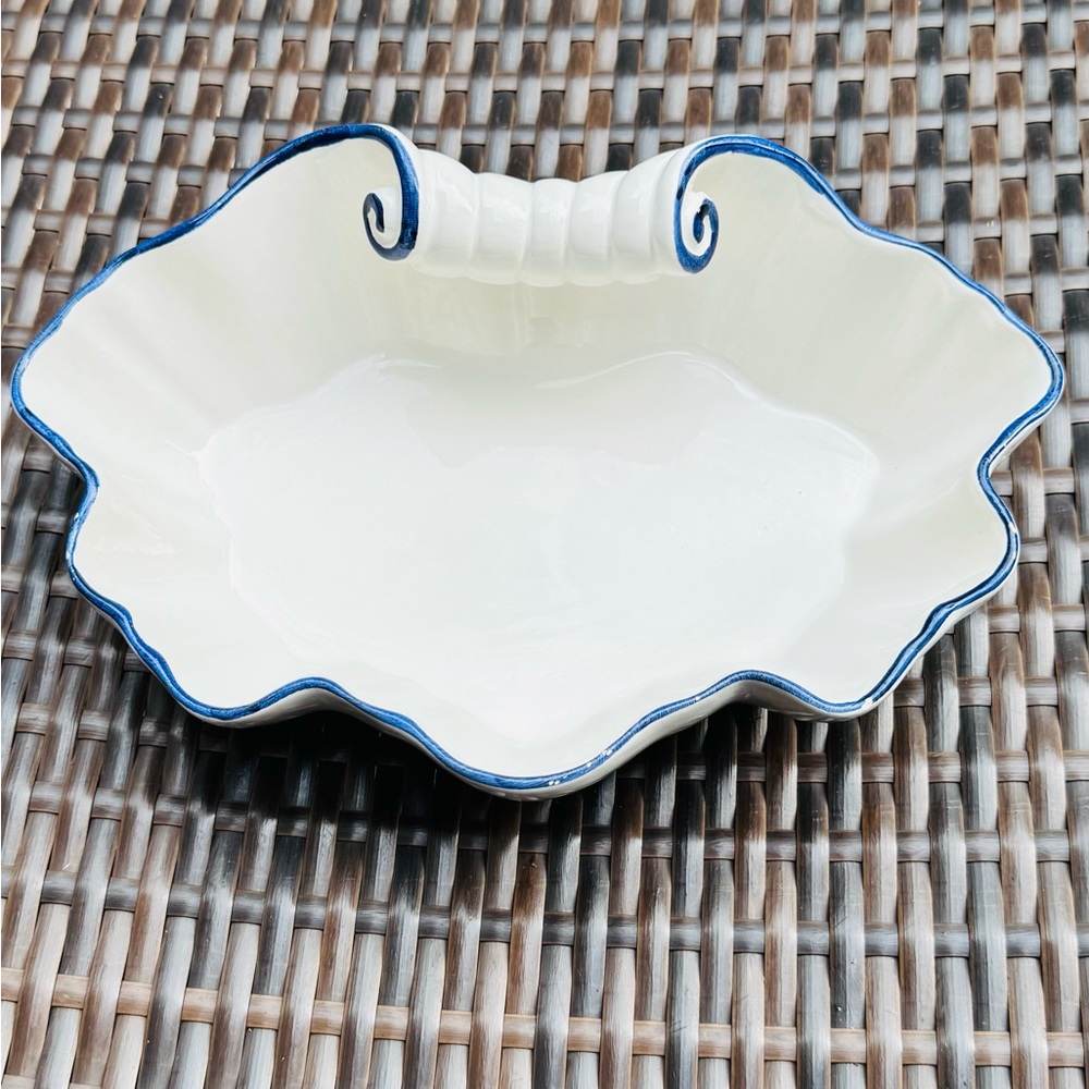 Zanolli Italy Vintage White & Blue Ceramic Dish